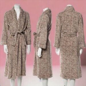 Oscar de la Renta Brown and White Leopard Print Maxi Robe Women’s Size S/M
